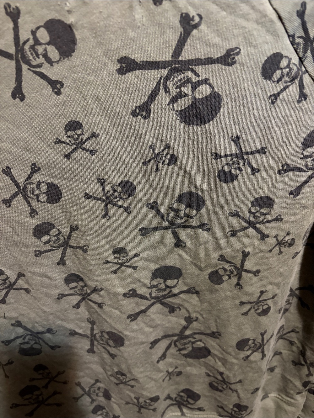 Grayson Threads Olive Green Sweatshirt with Gray Skull Pattern - Picture 5 of 5